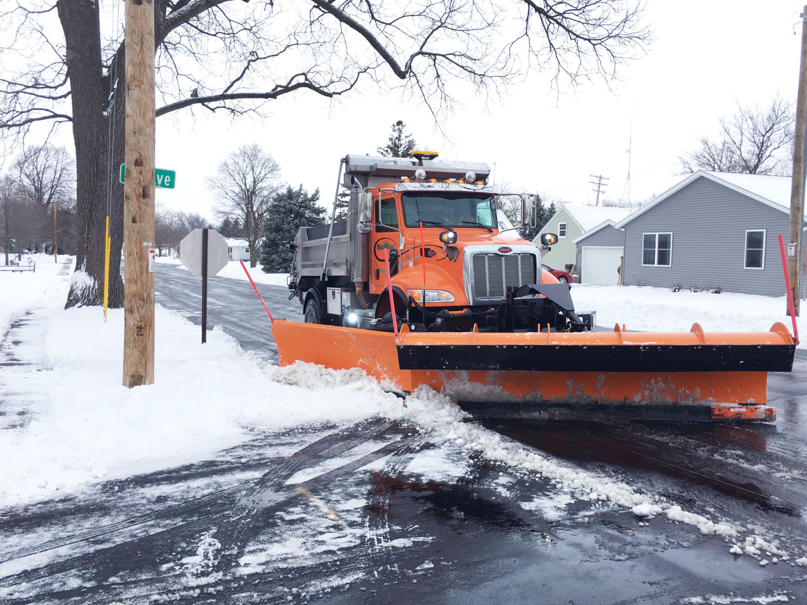 Union Grove snowplow clears street